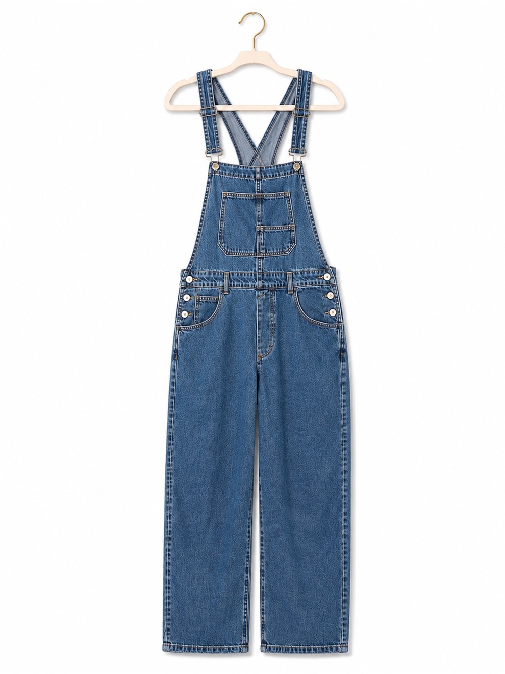 Free People We The Free Blue Denim Overalls Wide Leg Bib Jumpsuit L